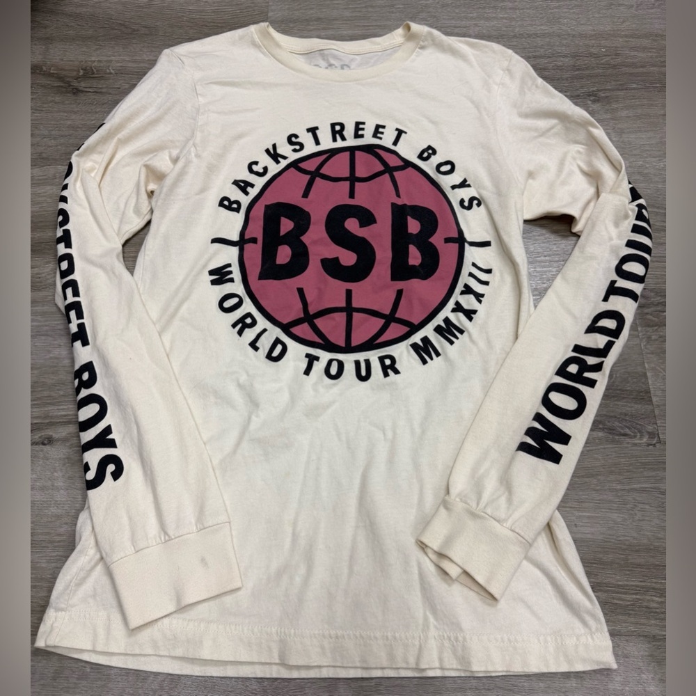 Backstreet Boys 2019 DNA World Tour cream long-sleeve T-shirt unisex small